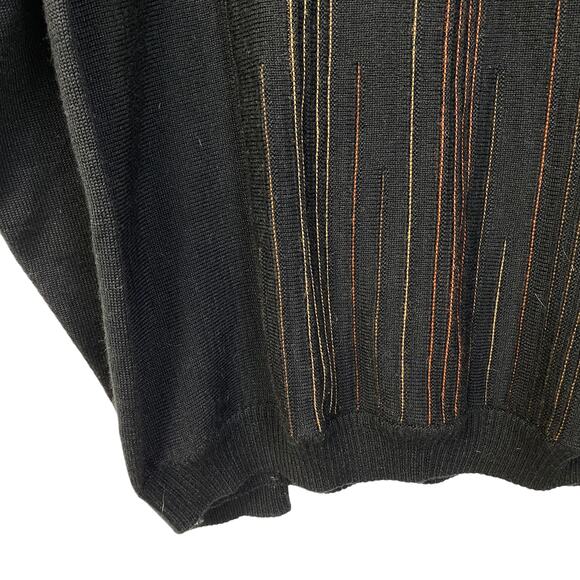 Vintage Men's BACHARACH XL Wool Acrylic Sweater Made in Italy Black V-Neck - Picture 7 of 10